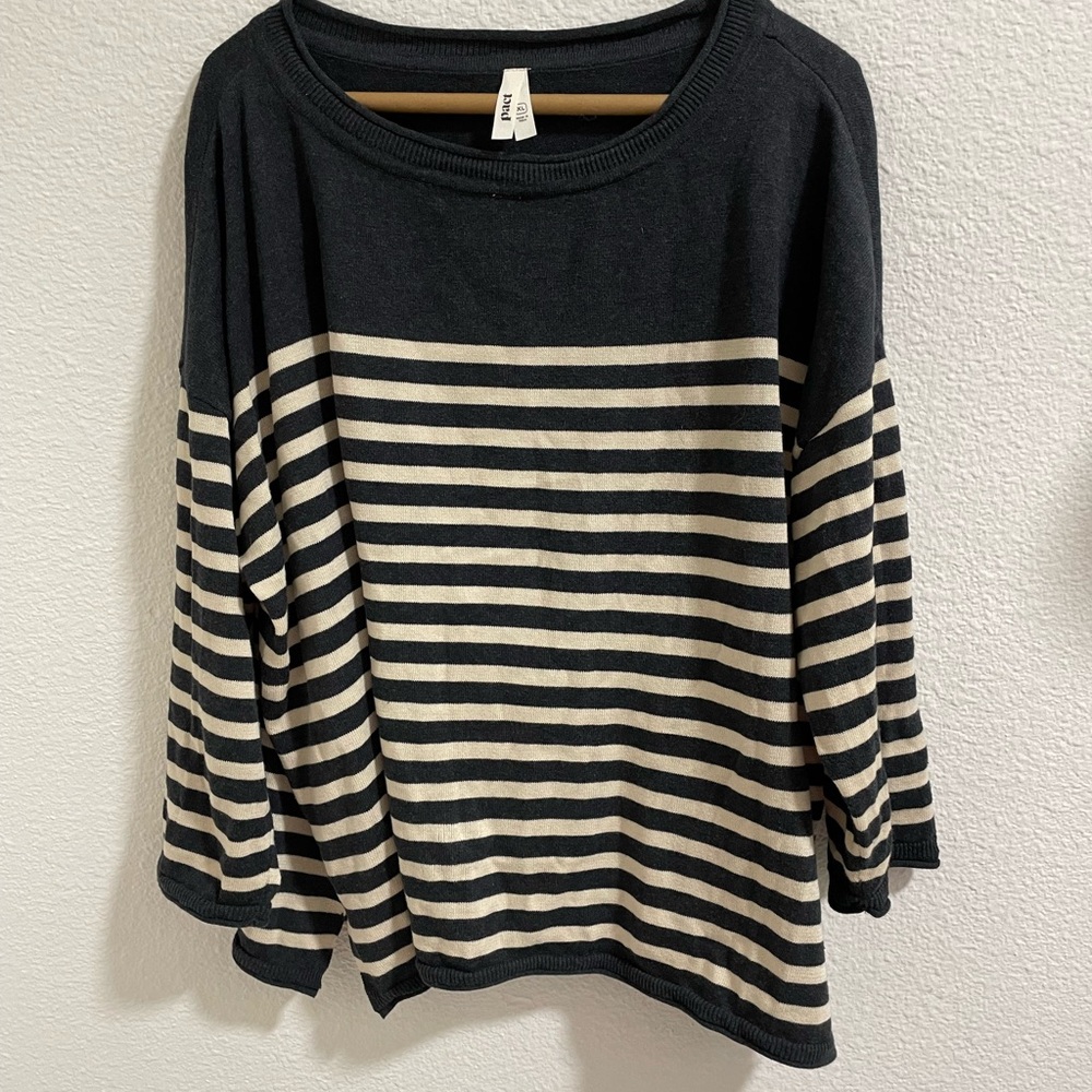 Pact Organic Cotton Black and Tan Striped Top